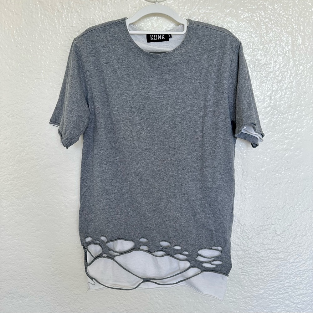 KDNK | Vintage Distressed Style Shirt | Grey | Men’s Small | Streetwear
